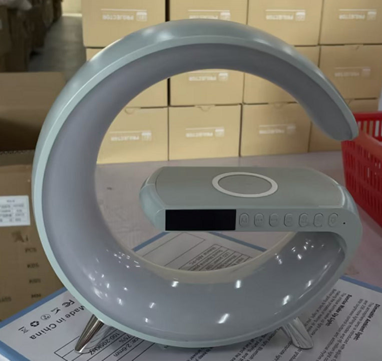 G-Shaped LED Lamp with Bluetooth Speaker & Wireless Charger
