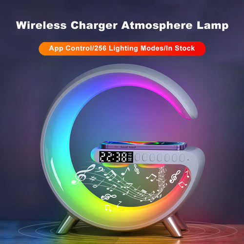 G-Shaped LED Lamp with Bluetooth Speaker & Wireless Charger